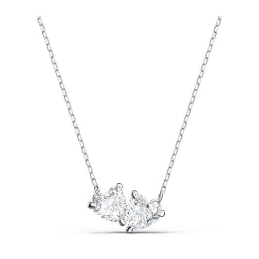 Mesmera Necklace Heart, White, Rhodium plated