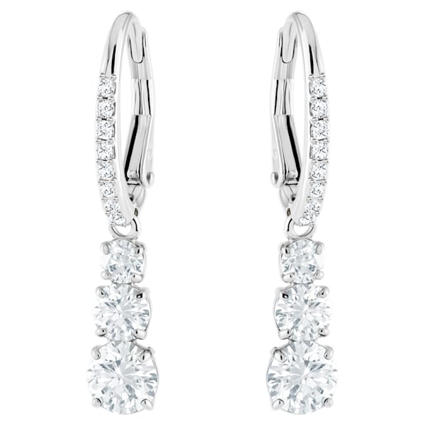 Swarovski Attract Trilogy Round Pierced Earring, White, Rhodium plated