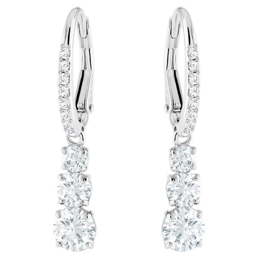 Swarovski Attract Trilogy Round Pierced Earring, White, Rhodium plated