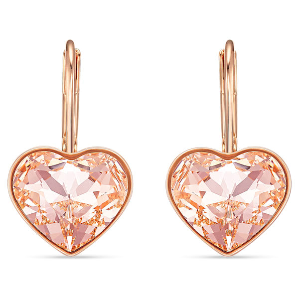 Swarovski Bella Heart Pierced Earring, Pink, Gold gold tone plated