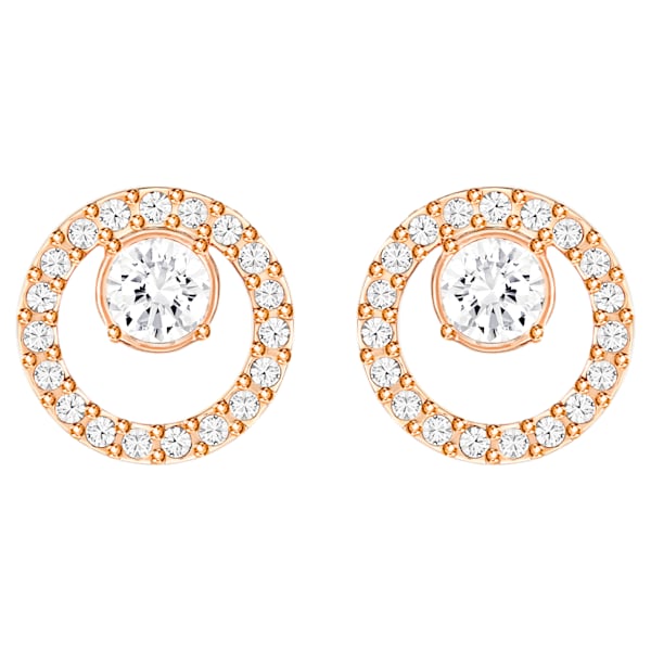 Swarovski Creativity Circle Pierced Earring, White, Gold gold tone plated