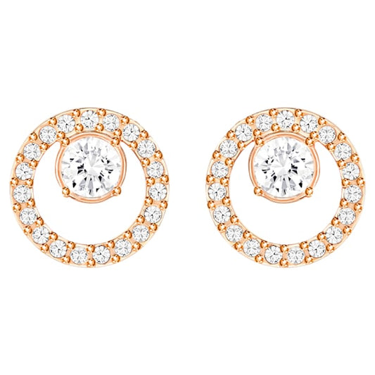 Swarovski Creativity Circle Pierced Earring, White, Gold gold tone plated