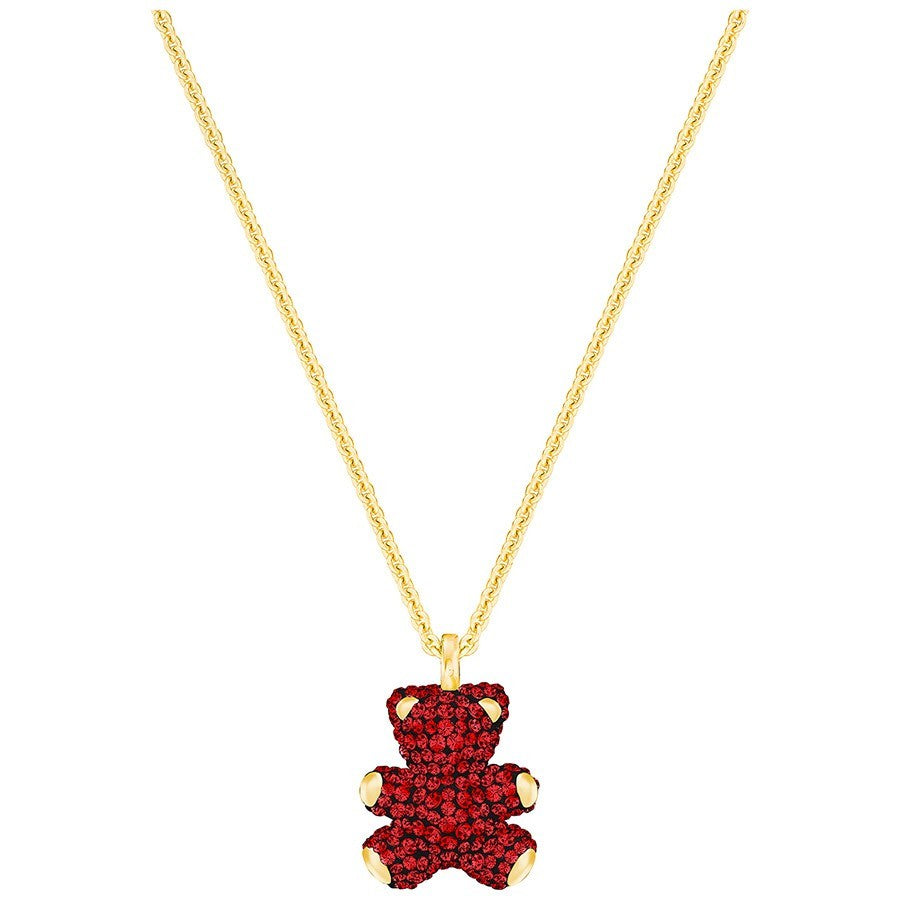 Swarovski Teddy 3D Pendant, Red, Yellow Gold Plated