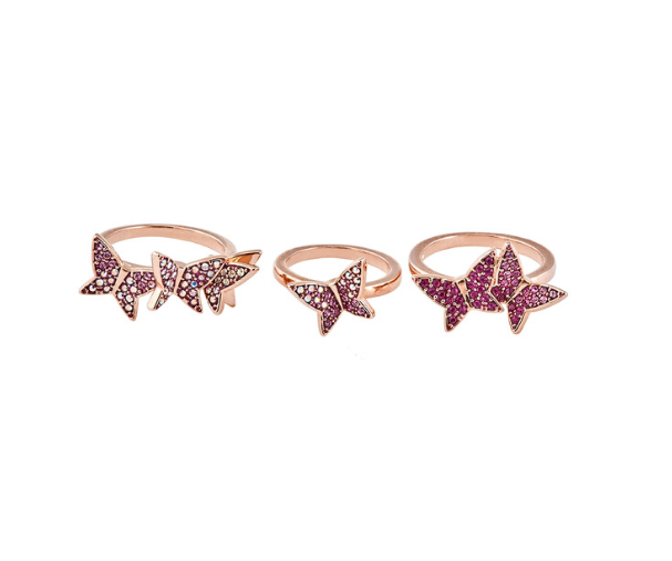 Swarovski Lilia Ring Set 52(6), Multi Colour, Rose Gold Plated