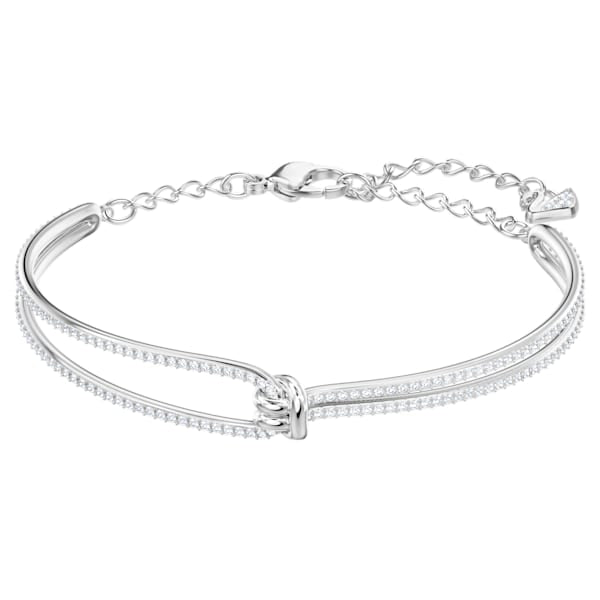 Swarovski Lifelong Bangle, White, Rhodium plated