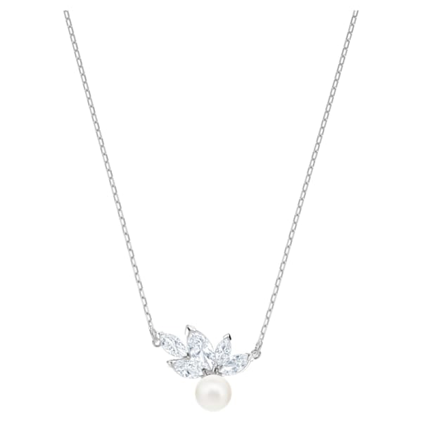 Swarovski Louison Pearl Pendant, White, Rhodium plated