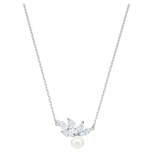 Swarovski Louison Pearl Pendant, White, Rhodium plated