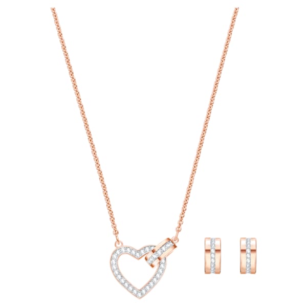 Swarovski Lovely Set, White, Gold gold Plated