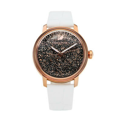 Swarovski Crystalline Hours Watch, Leather Strap, White, Rose Gold Tone PVD