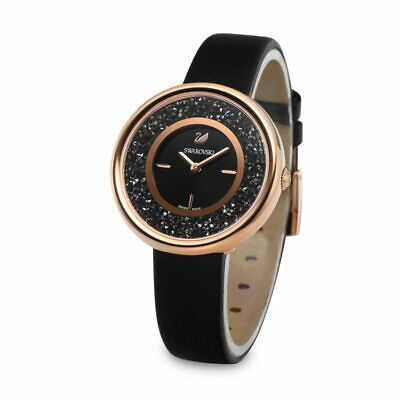 Swarovski Crystalline Pure Watch, Leather strap, Black, Rose Gold Tone PVD