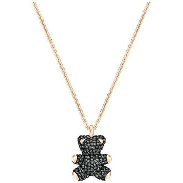 Swarovski Teddy 3D Pendant, Black, Rose Gold Plated