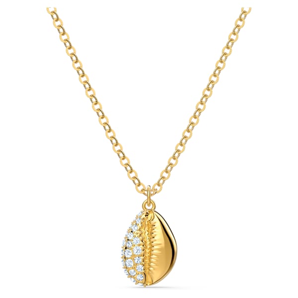 Swarovski Shell Pave Pendant, White, Gold tone plated