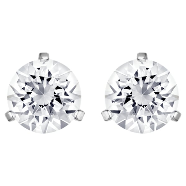 Swarovski Solitaire Pierced Earring, White, Rhodium plated