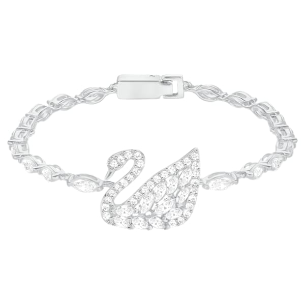Swarovski Swan Lake Bracelet, White, Rhodium Plating