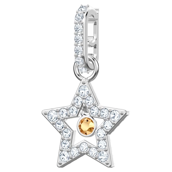 Swarovski Remix Collection Star Charm, Yellow, Rhodium plated