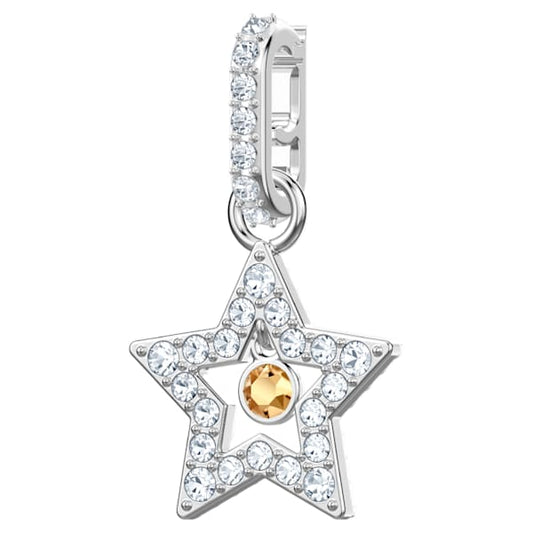 Swarovski Remix Collection Star Charm, Yellow, Rhodium plated