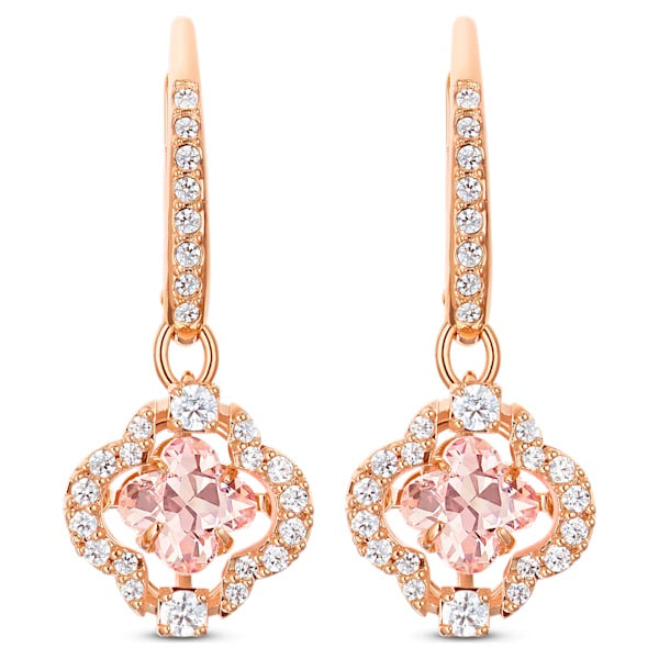 Swarovski Sparkling Dance Earrings Clover, Pink, Rose gold-tone plated
