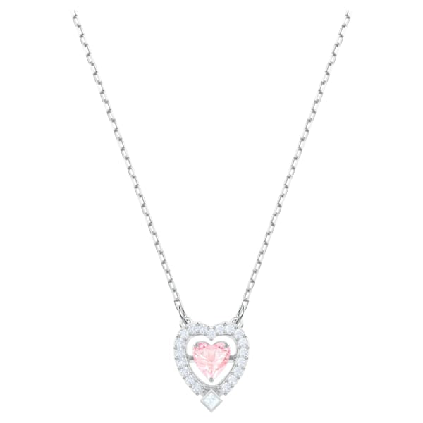 Swarovski Sparkling Dance Heart Necklace, Pink, Rhodium plated