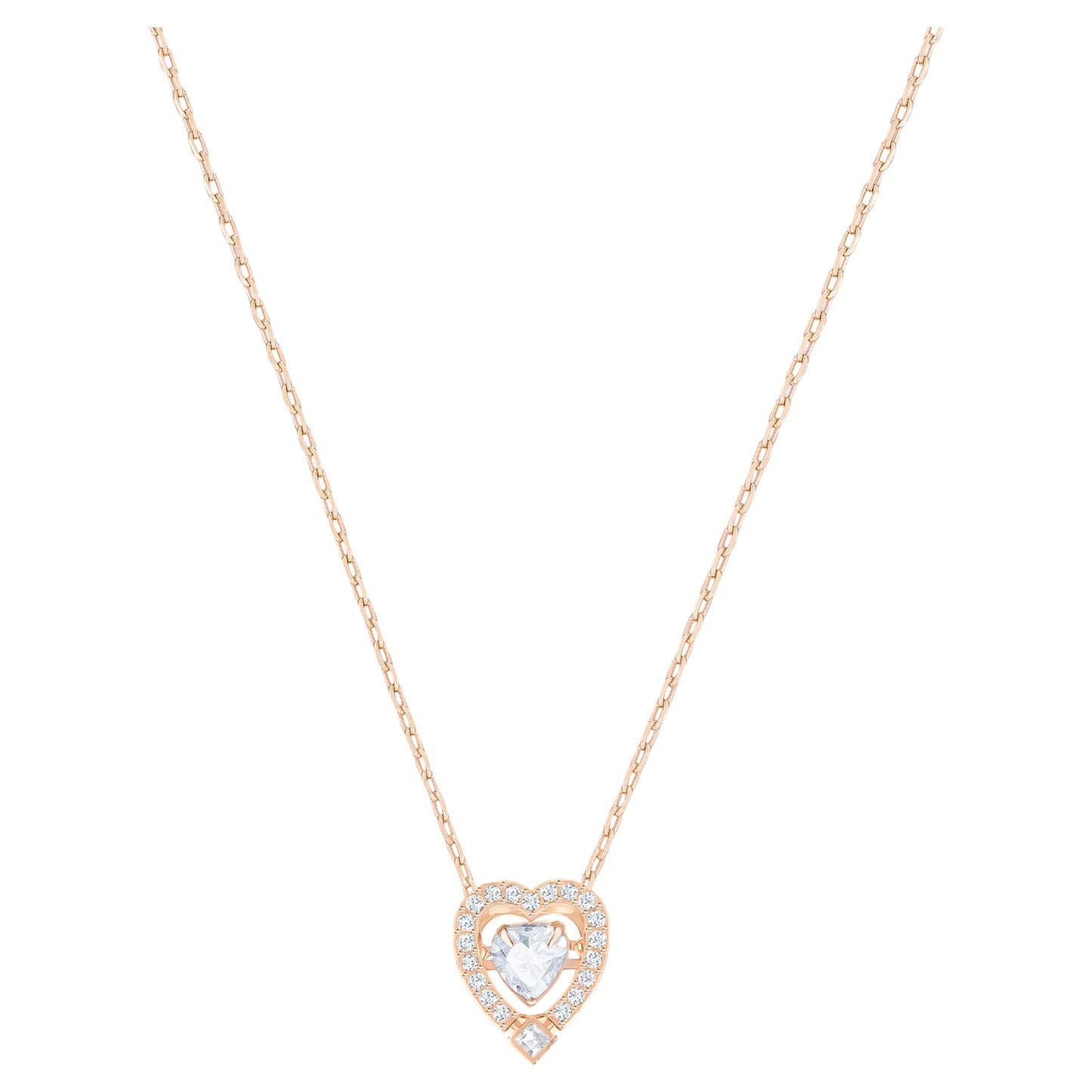 Swarovski Sparkling Dance Heart Necklace, White, Rose gold tone plated