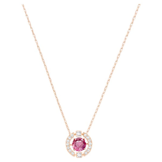 Swarovski Sparkling Dance Round Necklace, Red, Rose gold tone plated