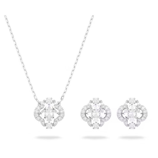 Swarovski Sparkling Dance set White, Rhodium plated