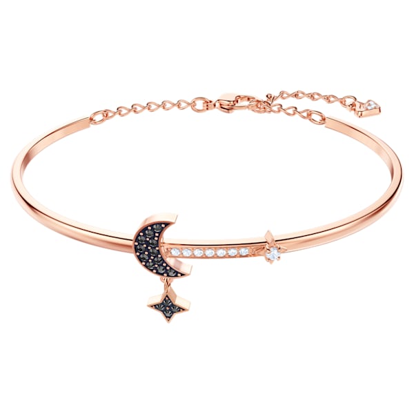 Swarovski Symbolic Moon Bangle, Black, Gold gold tone plated