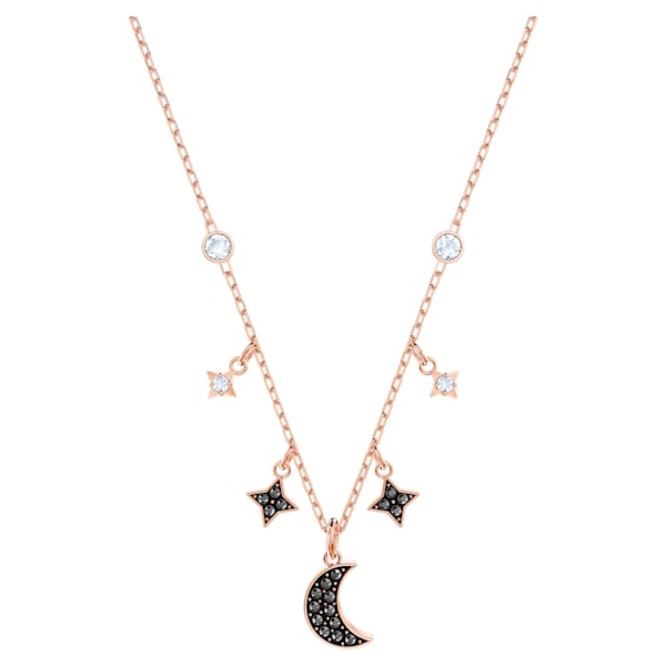 Swarovski Symbolic Moon Necklace, Black, Rose gold-tone plated