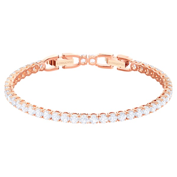 Swarovski Tennis Deluxe Bracelet, White, Gold gold tone plated