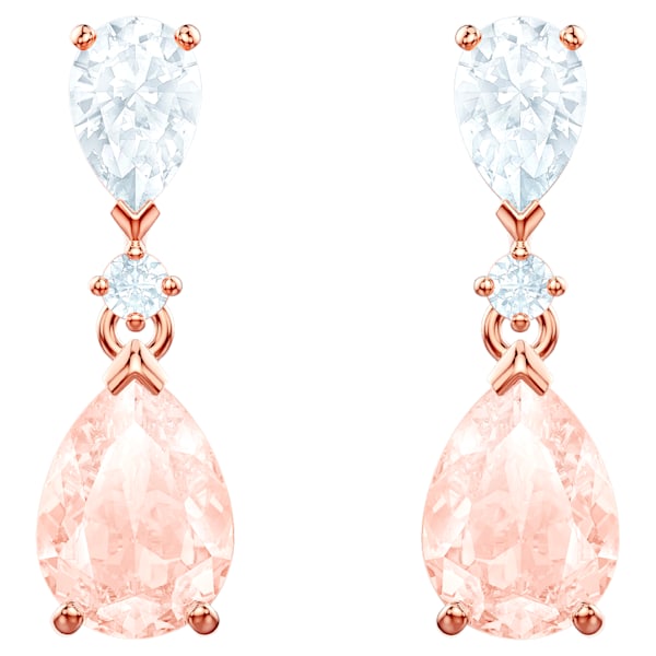 Swarovski Vintage Pierced Earring, Pink, Gold gold tone plated