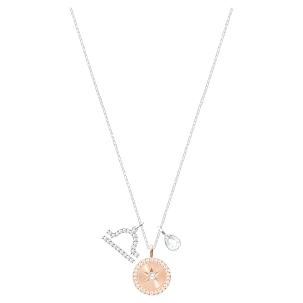 Swarovski Zodiac Pendant, Libra, White, Rhodium plated