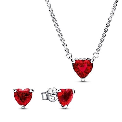 Sparkling Red Heart Jewelry Gift Set