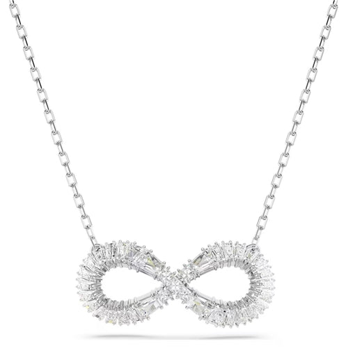 Hyperbola pendant Infinity, White, Rhodium plated