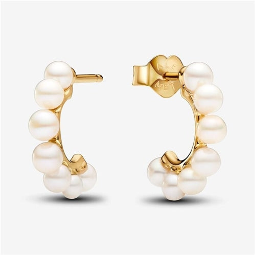 Treated Freshwater Cultured Pearls Open Hoop Earrings