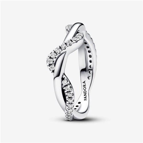 Pandora Sparkling Intertwined Wave Ring