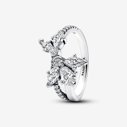 Sparkling Asymmetrical Herbarium Cluster Ring