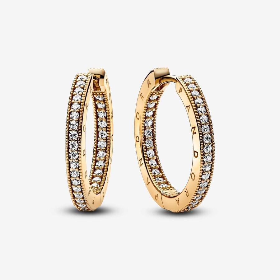 Pandora Signature Logo & Pavé Hoop Earrings