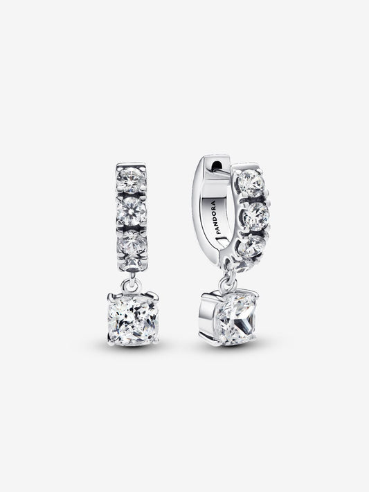 Pave Dangle Hoop Earrings