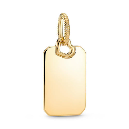 Engravable Rectangle Tag Pendant 14k Gold-plated unique metal blend