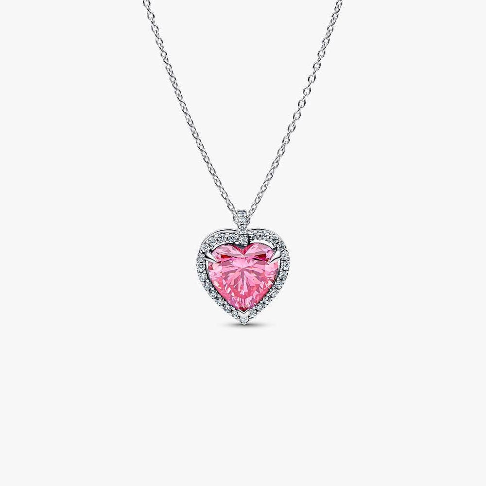 Pink Halo Heart Collier Necklace
