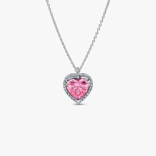 Pink Halo Heart Collier Necklace