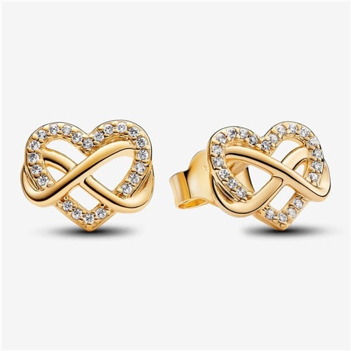 Sparkling Infinity Heart Stud Earrings