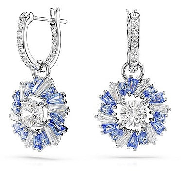 Idyllia drop earrings Flower, Blue, Rhodium plated