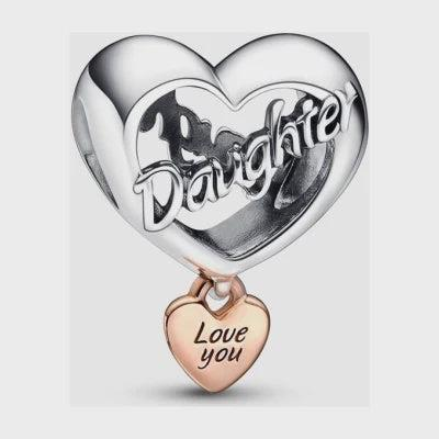 Love You Daughter Heart Charm