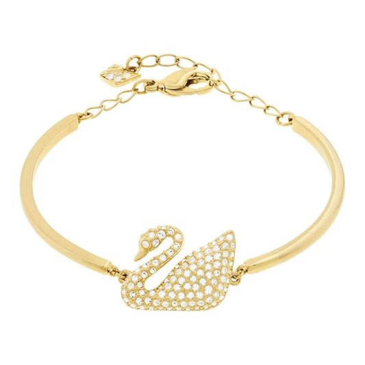 Swarovski Iconic Swan Bracelet, White, Gold-tone plated