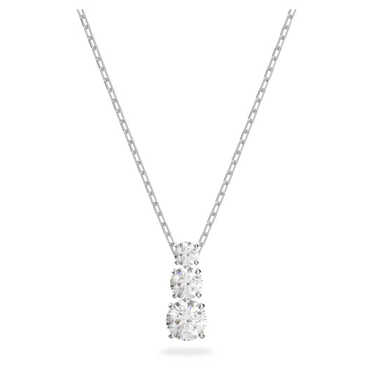 Stilla Attract pendant, Round cut, White, Rhodium plated