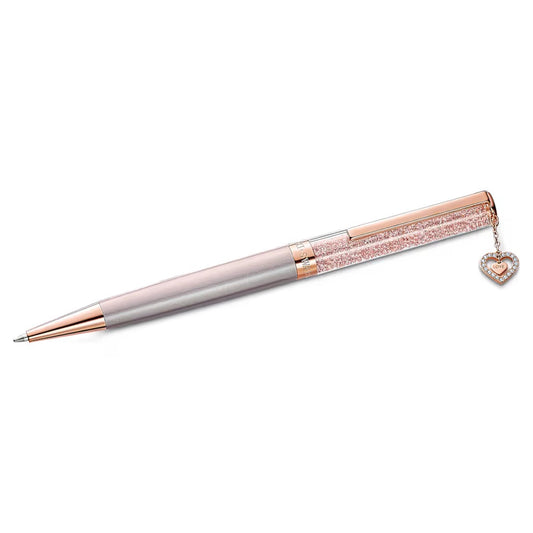 Crystalline ballpoint pen, Heart, Rose gold tone, Pinklacquered, Rose gold-tone plated