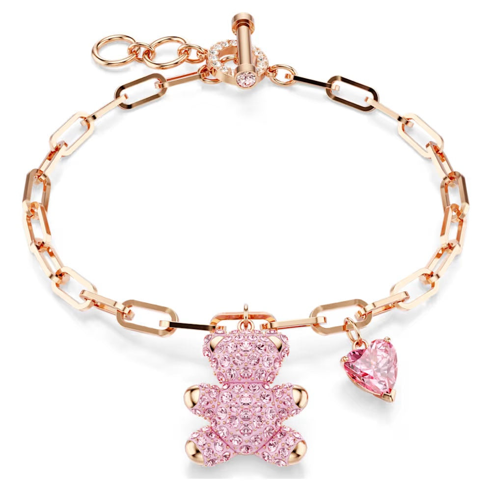 Teddy bracelet, Bear, Pink, 18k rose gold plated