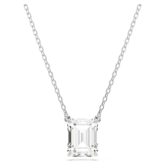 Stilla pendant, Octagon cut, White, Rhodium plated