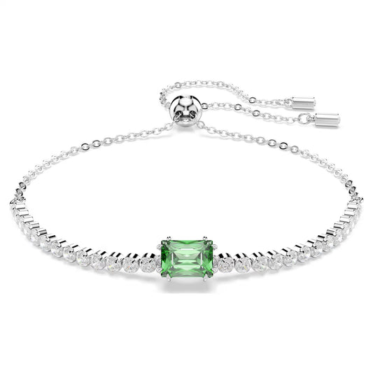 Matrix Tennis bracelet, Mixed cuts, Green, Rhodium plated