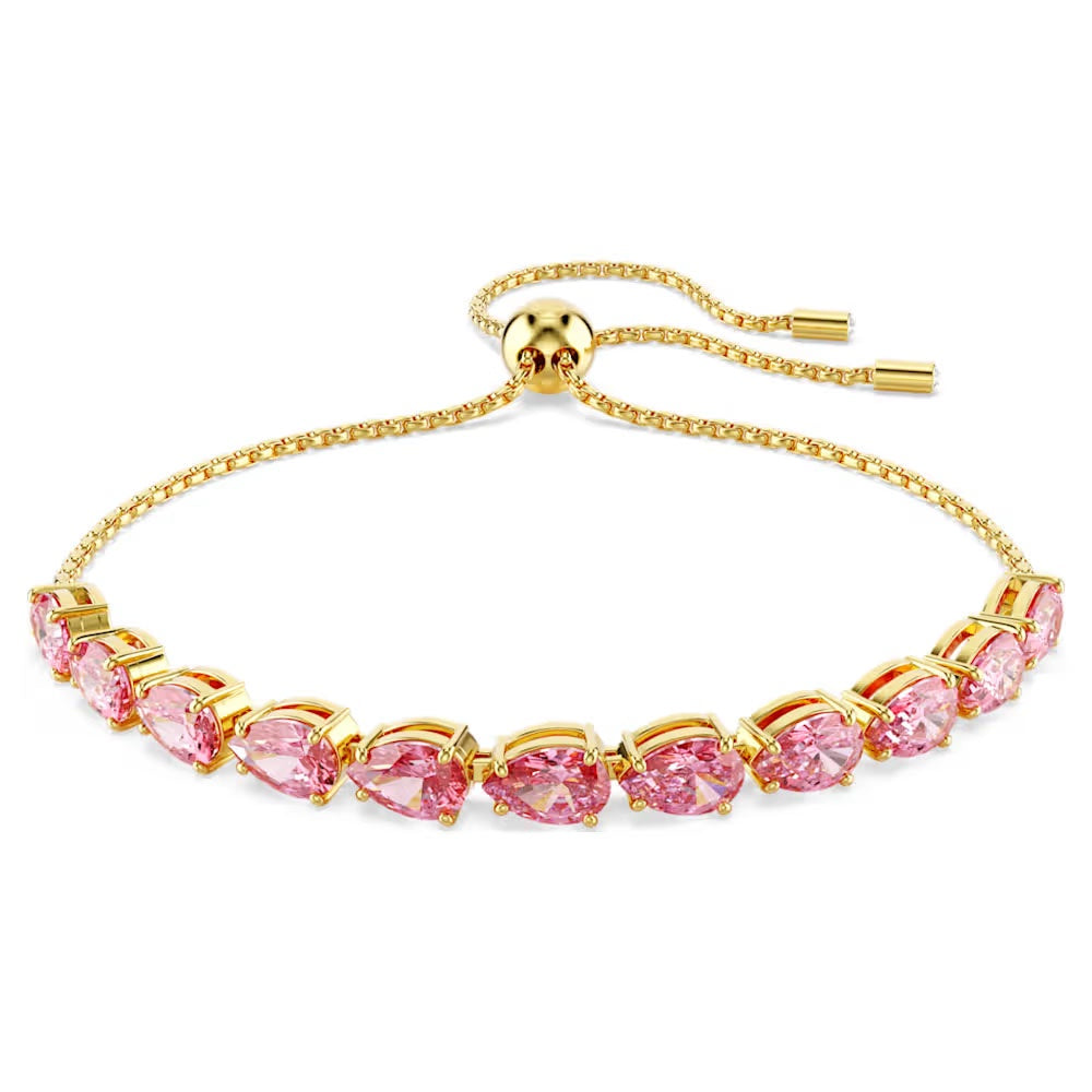 Matrix bracelet, Pear cut, Pink, 18k gold plated